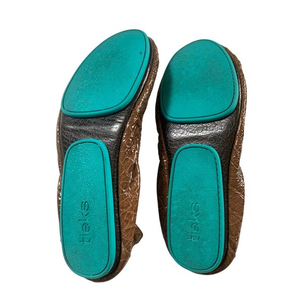 Tieks Sienna Brown Croc Shoes, Foldable Ballet Flats, size 9 - Picture 5 of 10